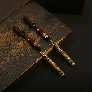 Black Myth Wukong Game Peripheral Keychain Golden Cudgel Brass Copper Cash HD Double-Sided School Bag Luggage Car Pendant