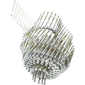 2Inch x 0.092Inch Collated Wire Coil Siding Nails, 15- Full Round-, Ring Shank, Hot-Dipped Galvanized, 3600 Count
