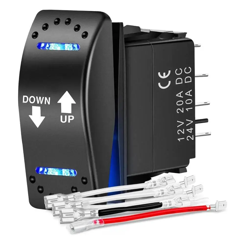 Nilight 7Pin DPDT On/Off Control Rocker Switch - Blue, Waterproof, ABS+PC Construction, Set Pack for Campers, Jeeps, Car Electronics, Electrical Appliances, Cans, Inching Operations, Jogging Gear