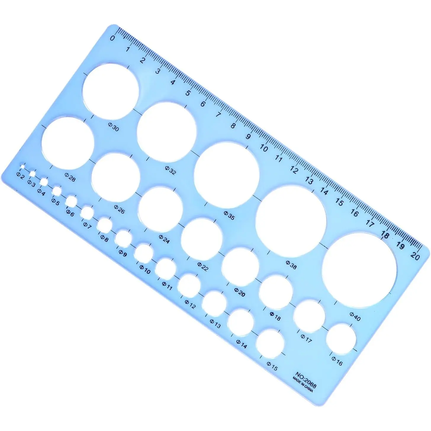 Plastic Circle Stencil Template - Multi-Function Circle Template for Drawing, Drafting Tools - Blue