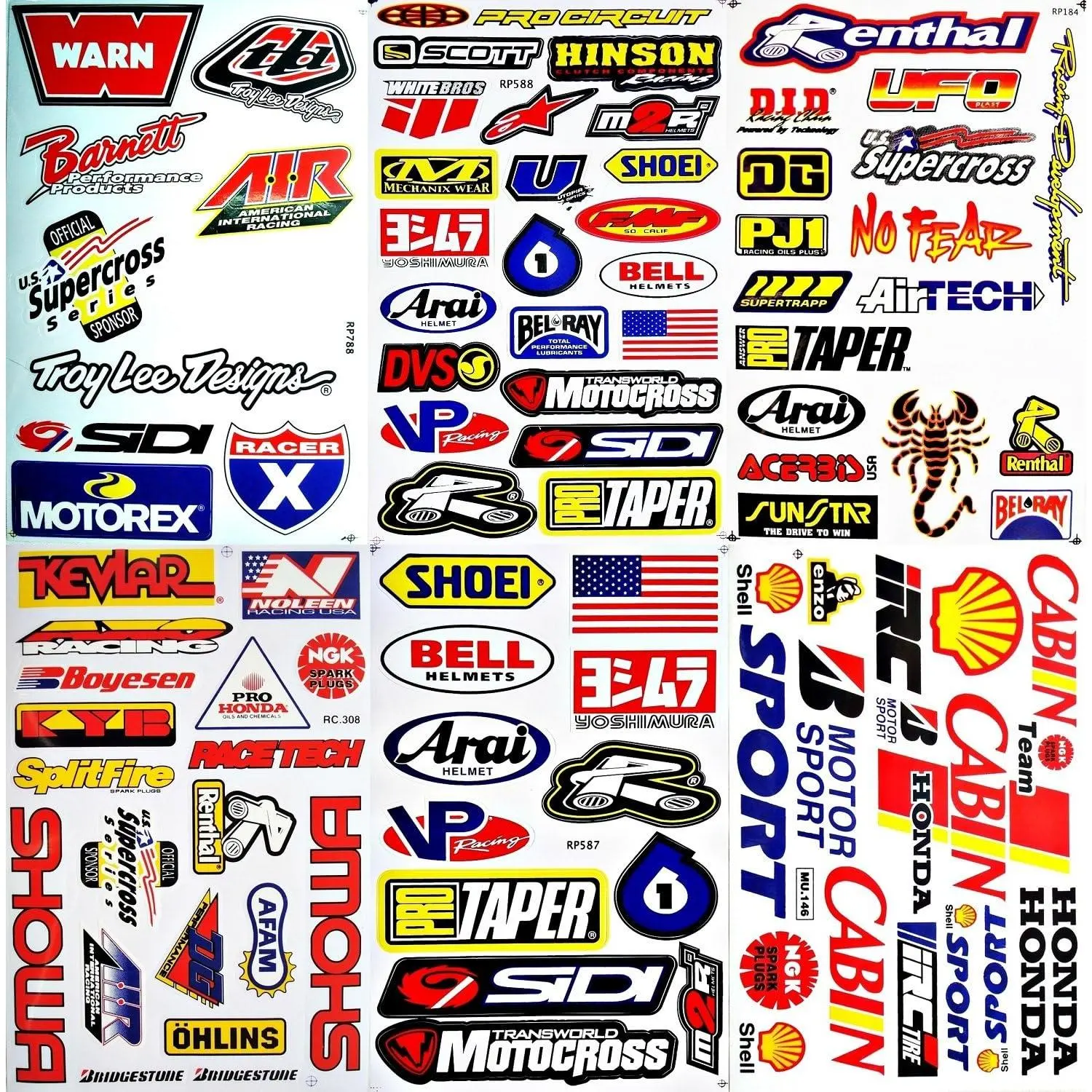 6 Vinyl Decal Stickers for Dirt Bike Motorcycles Supercross Motocross ATV D6015