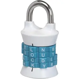 Master Lock Word Combination Lock, Set Your Own Word Letter Lock for Gym and School Lockers, Indoor Combo Padlock, Colors May Vary, 1535DWD