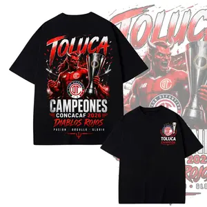 Toluca Campeones CONCACAF 2026 Graphic Tee Diablos Rojos Red Devils Soccer Fan Apparel Bold Championship Print Casual Comfortable Top Perfect Match Day Present for Dedicated Football Supporters