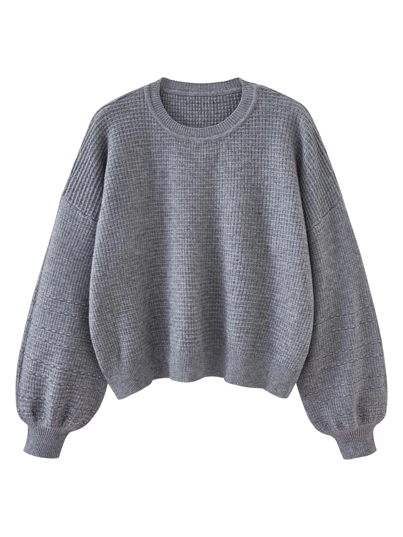 Women's Oversized Baggy Lantern Sleeve Crew Neck Pullover Sweater, Casual Loose Knit Jumper Top, Autumn & Winter Clothes, Knitwear, Womenswear