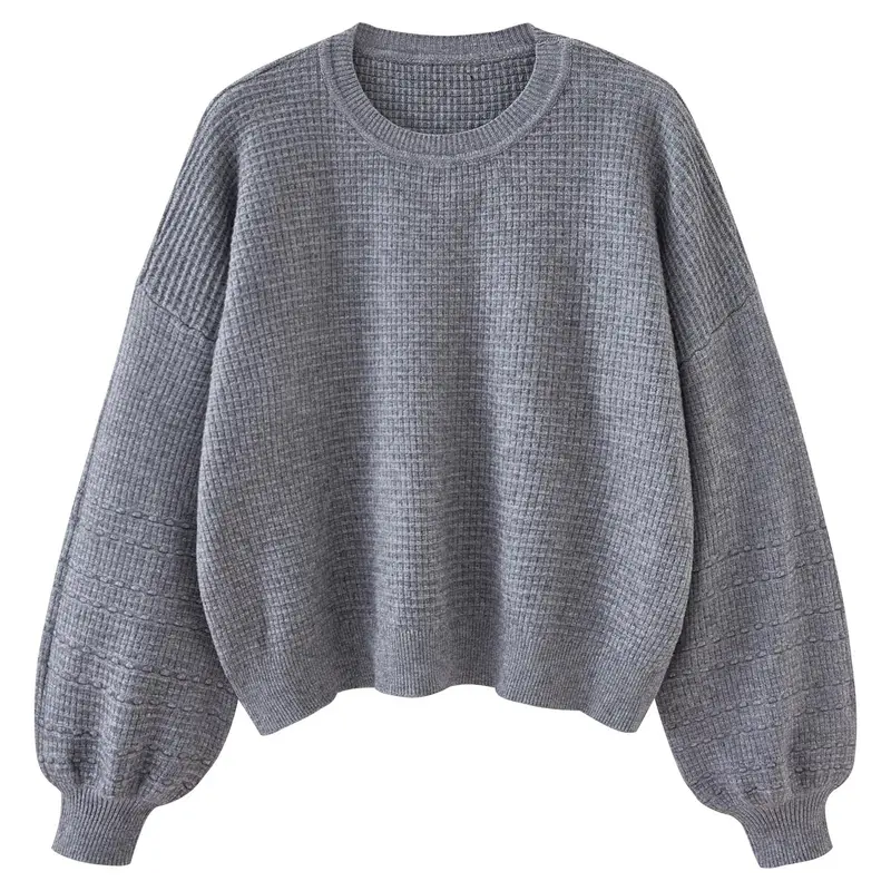 Women's Oversized Baggy Lantern Sleeve Crew Neck Pullover Sweater, Long Sleeve Basic Casual Loose Knit Jumper Top, Autumn & Winter Clothes, Knitwear, Womenswear