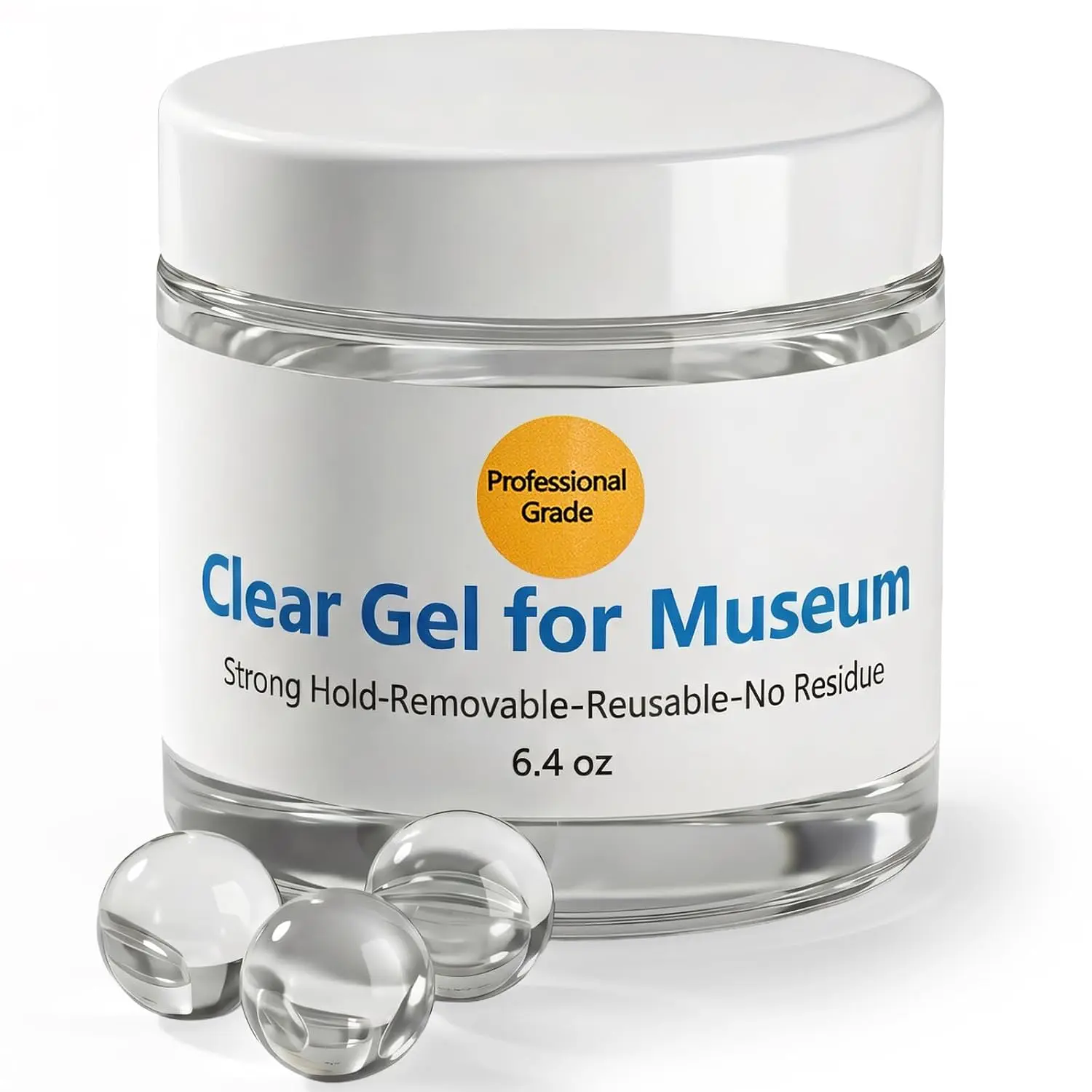 6.4 oz Clear Exhibit Gel for Museum – Removable &  Earthquake Putty with  Hold, Adhesive Wax Securing Collectibles, Decor, Antiques, Glass Items,  Shifting & Falling, No