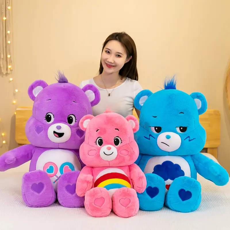 New Rainbow Gradient Bear Plush Toy Colorful Stuffed Animal Soft Hugging Pillow Cute Doll Gift for Birthday Home Decoration
