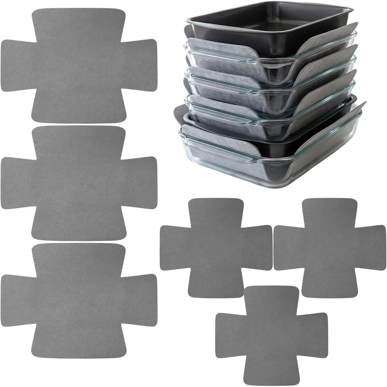 6-Pack Multi-Size Felt Cookware Protective Sets - Heavy-Duty Non-Slip Stacking Pads, Scratch Guard for Pots, Pans & Dishes to Prevent Chips & Cracks