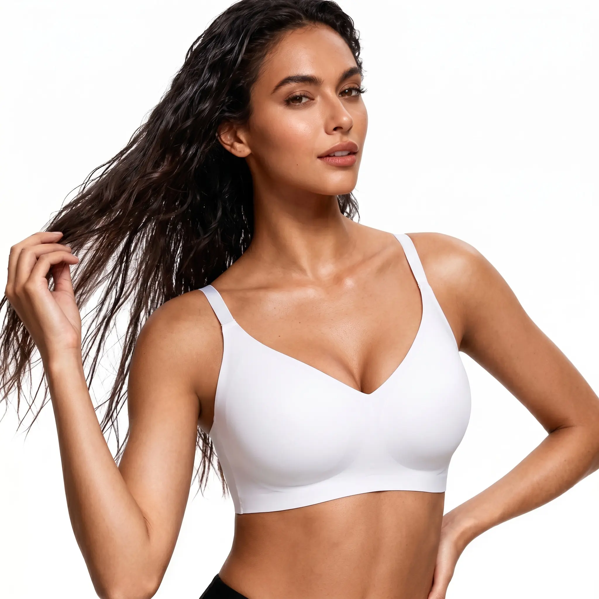 CORLIX Women Plus Size Ultra Soft Jelly Wirefree Bra, Seamless Full Coverage Minimizer Bralette, Adjustable Straps Push-Up Comfort Bra, Invisible No-Show Everyday Wireless Bra, C Cup Support Jelly Push Up Bras