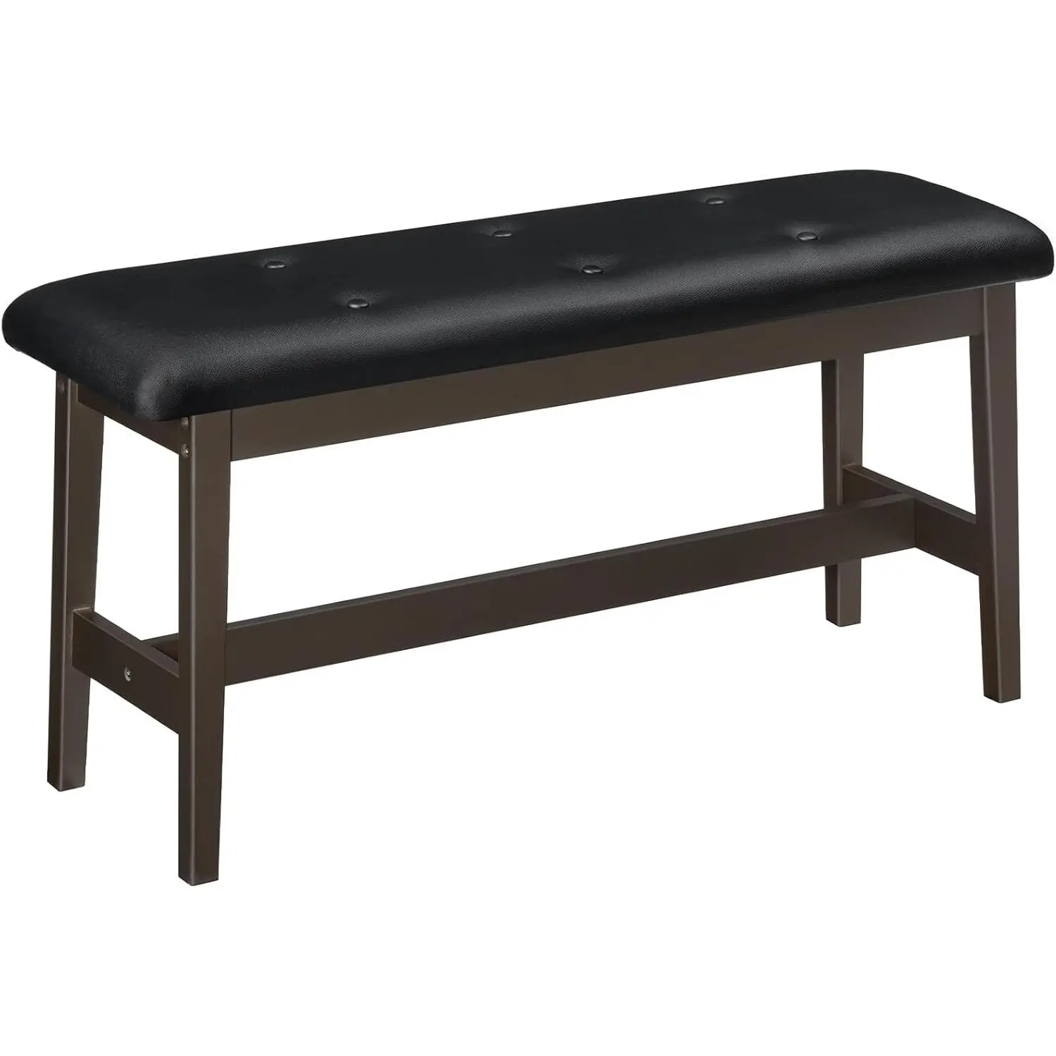 Dining Bench, Bamboo Dining Room Bench with PU Leather Upholstered Seat, for Kitchen, Living Room, Hallway, Entryway, Brown and Black CB13CD01