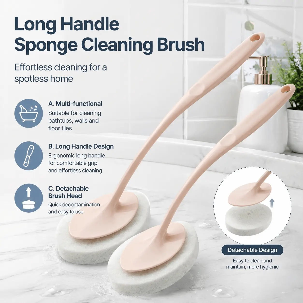 2PCS Sponge Brush Set, Portable, for Cleaning, Painting and Craft Application, Daily Beauty Routine