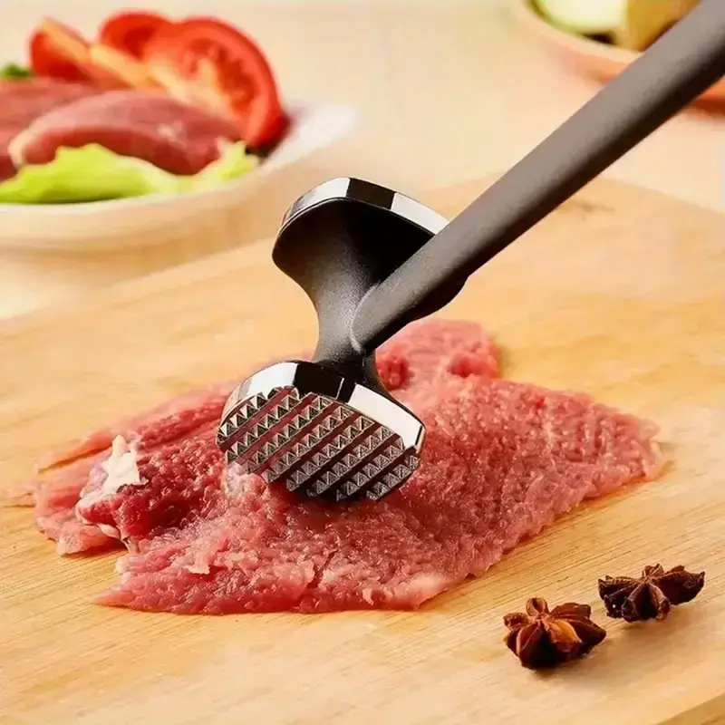 Meat Tenderizer Hammer, Dual-Sided Kitchen Tool for Beef, Steak, Chicken, Pork, Ergonomic Rubber Handle