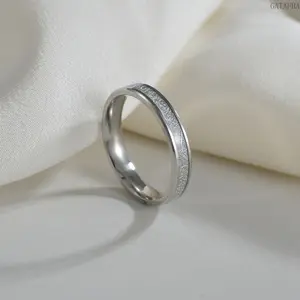 Titanium Steel Minimalist Couple Rings, Ice Foil Inset 4MM Round Band, Matching Couple Outfit Jewelry for Daily Dating Wear, All Seasons Sports & Outdoor Accessory