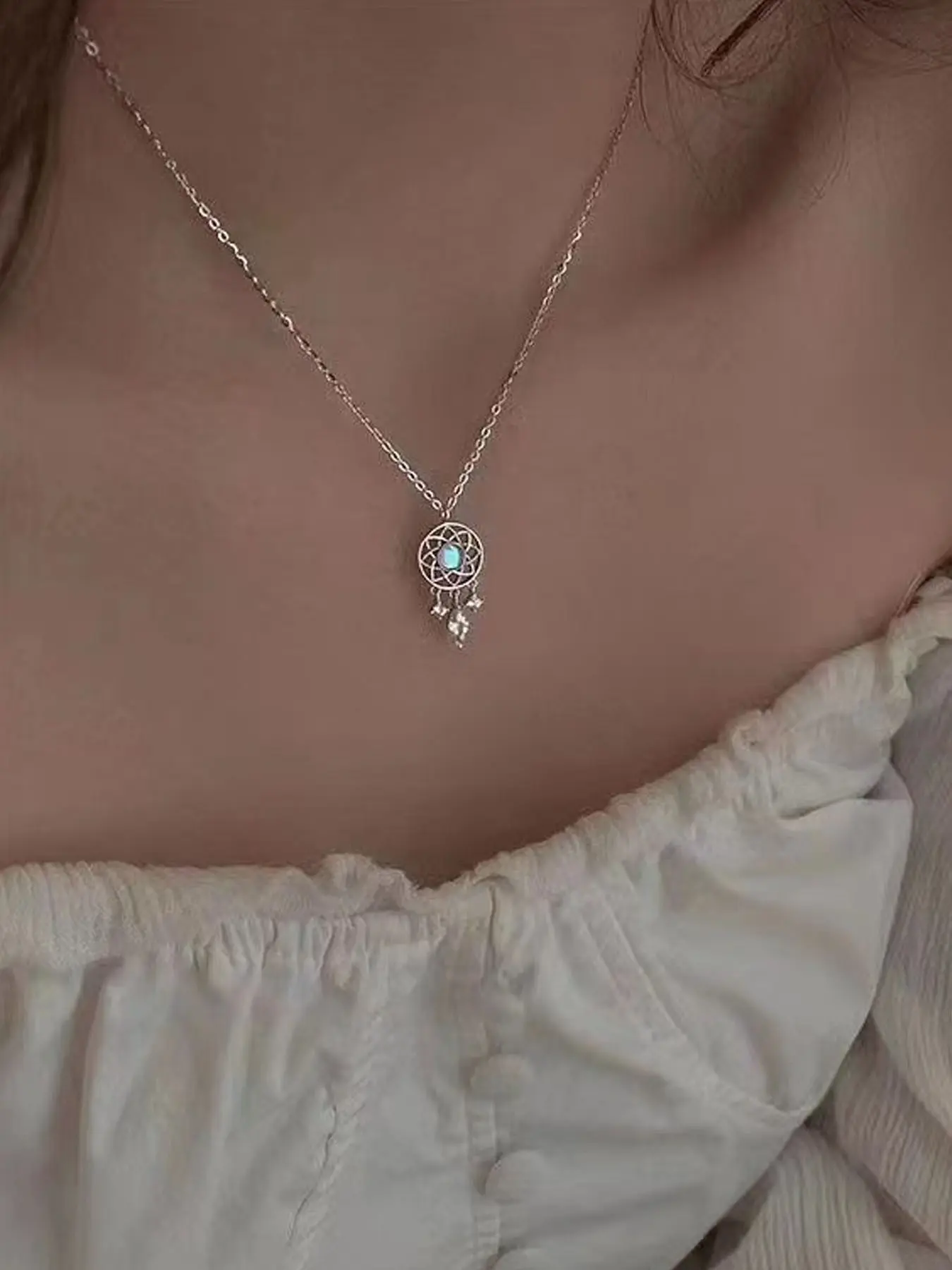 Moonstone Dreamcatcher Necklace, Elegant  Dreamcatcher Necklace Dreamcatcher Necklace- Low Allergy, Synthetic Synthetic Zirconia, Perfect Wedding, Banquet and Valentine's Day Gift, Luxurious Design for Women