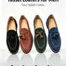 Men's Business Style Solid Color Tassel Decor PU Leather Footwear Slipon Dress Shoes, Fashionable Comfortable Tassel Design Loafers for Work Office, Male All-match Shoes for Daily Wear, Business Casual Shoes, Green
