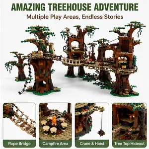 1990pcs Ewok Village Building Blocks Set Toy, Compatible with 10236, No Choking Hazard Warning, Ideal for Creative Play