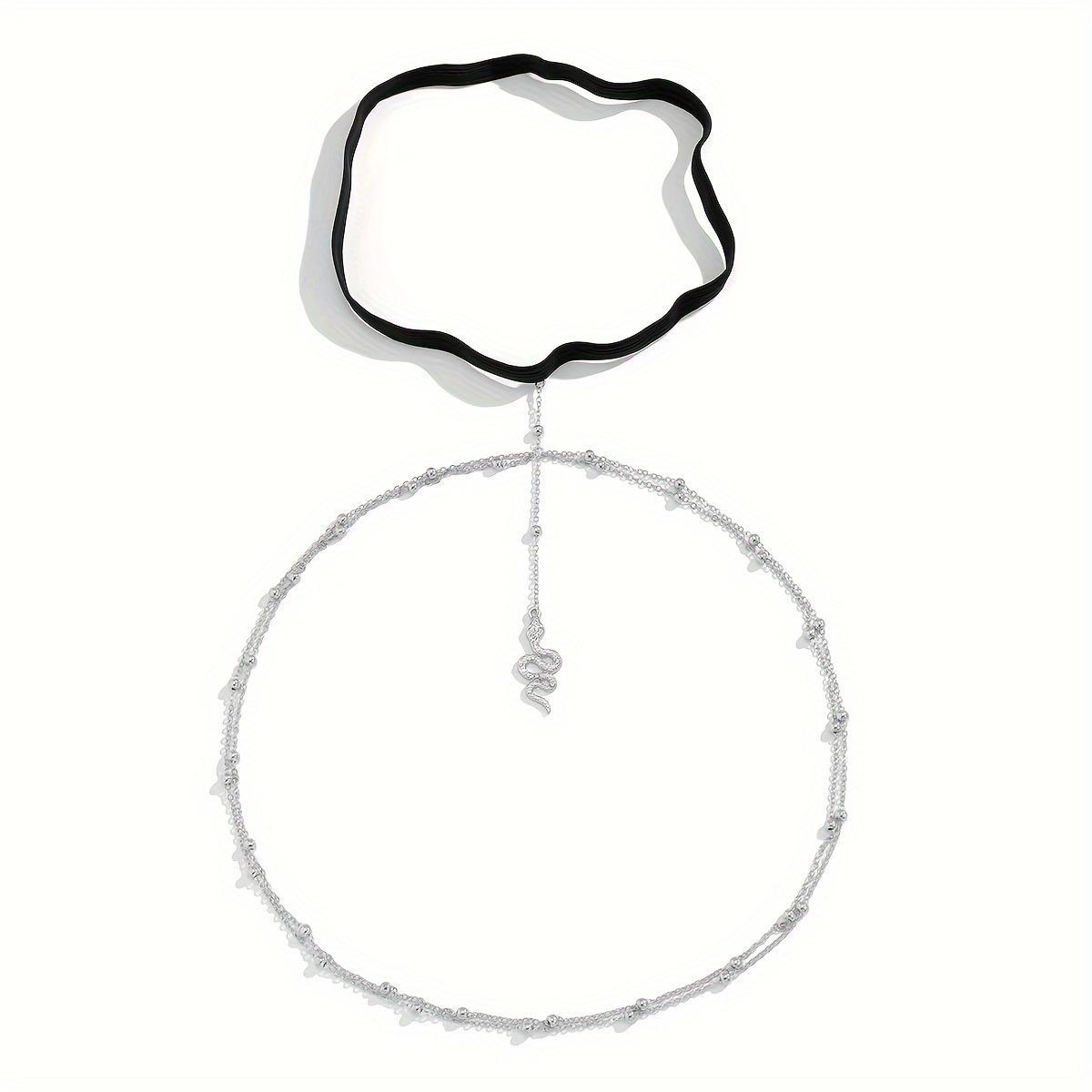 Sexy Golden Snake Pendant Multi-Layer Tassel & Copper Bead Elastic Leg Body Chain