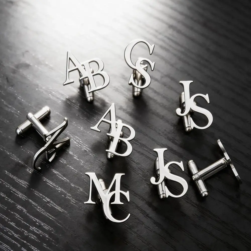 Custom Initials Letter Cufflinks Wedding Groom Suit Buttons Gentleman Cufflinks Personalize Cufflinks For Men's Accessories