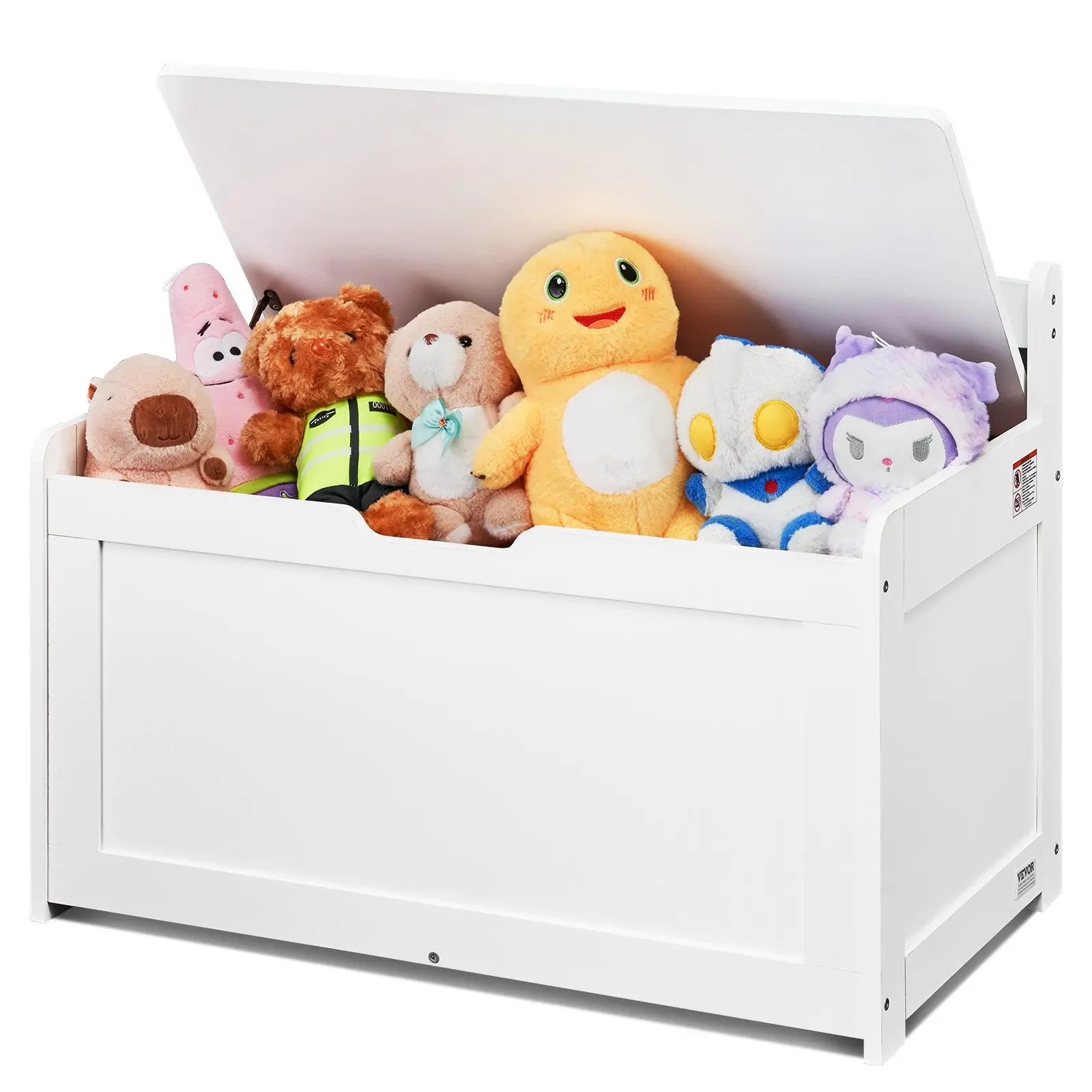 VEVOR Wooden Toy Chest for Kids, Toddler Toy Storage Box with Flip-Top Lid and Safety Hinge, 32.68x 17.91x 24.02" Large Kids Storage Bench for Playroom, Bedroom, Living Room or Entryway, White
