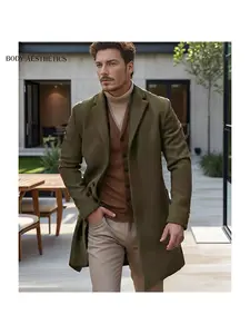 1PC Men's New Fall/Winter Collection Men's Coat, Jacket, Velvet Coat, Wool Coat. Comfortable, windproof and warm. Mid-length. Multi-color suit collar wind jacket. Slim and stylish single-button cardigan.