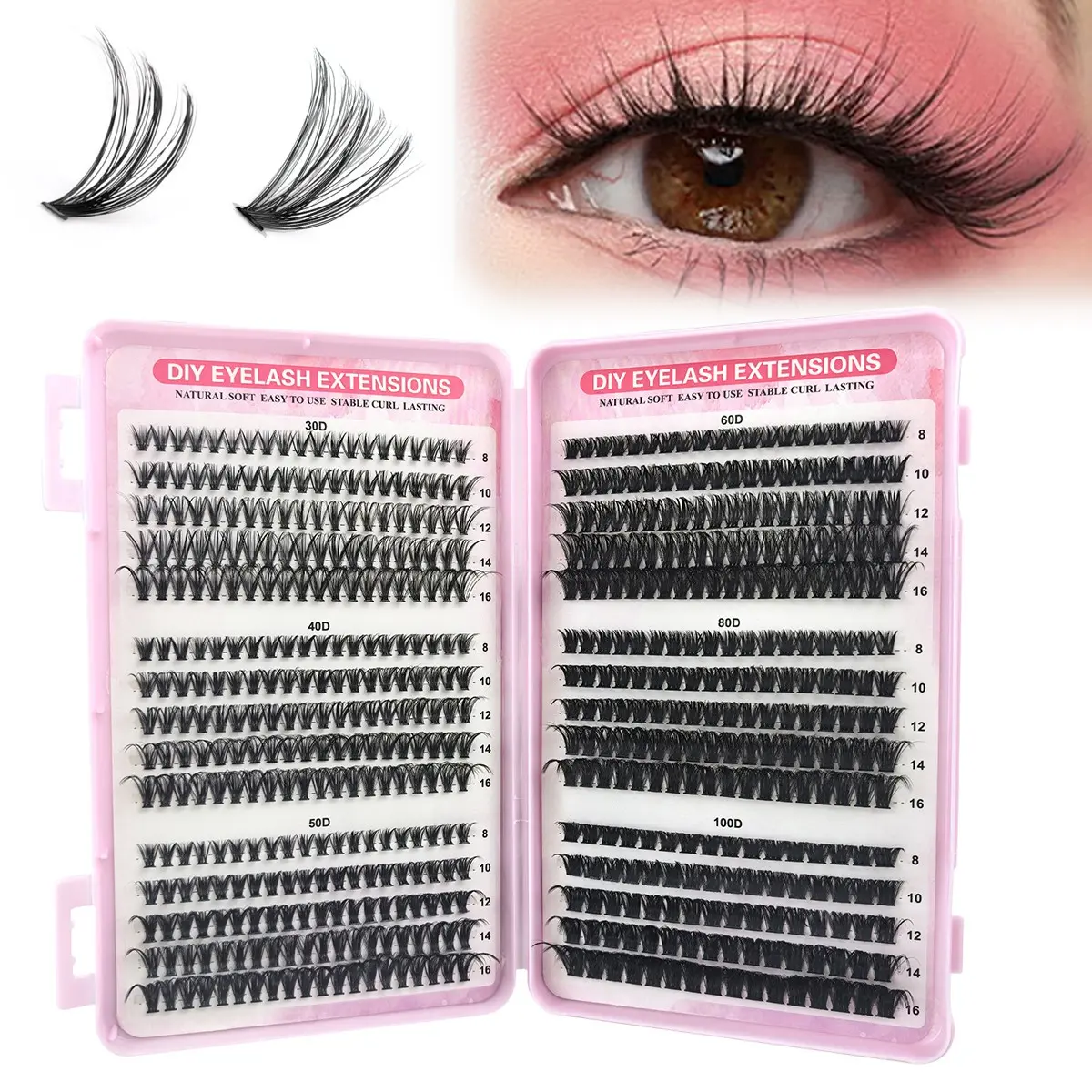 Lash Clusters Kit 8-12mm, Short Natural Wispy Fluffy Individual Lashes, D Curl DIY Eyelash, Perfect for Enhancing Your Look, Soft Wispy Lashes