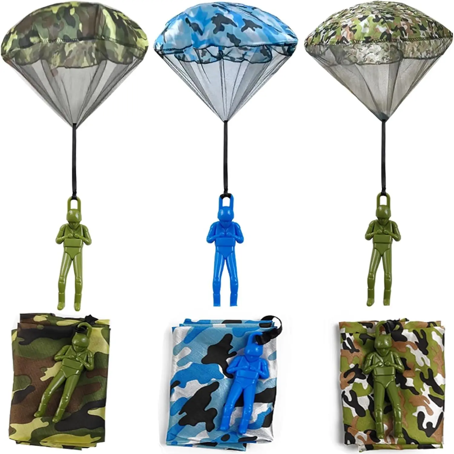6PCS Army Camo Parachute Toys for Kids Hand Throwing Kids Outdoor Games, Army Men Action Figures Tangle Free Throwing Toy Parachute Outside Toy Gifts for Kid Ages 3-16fidget toys