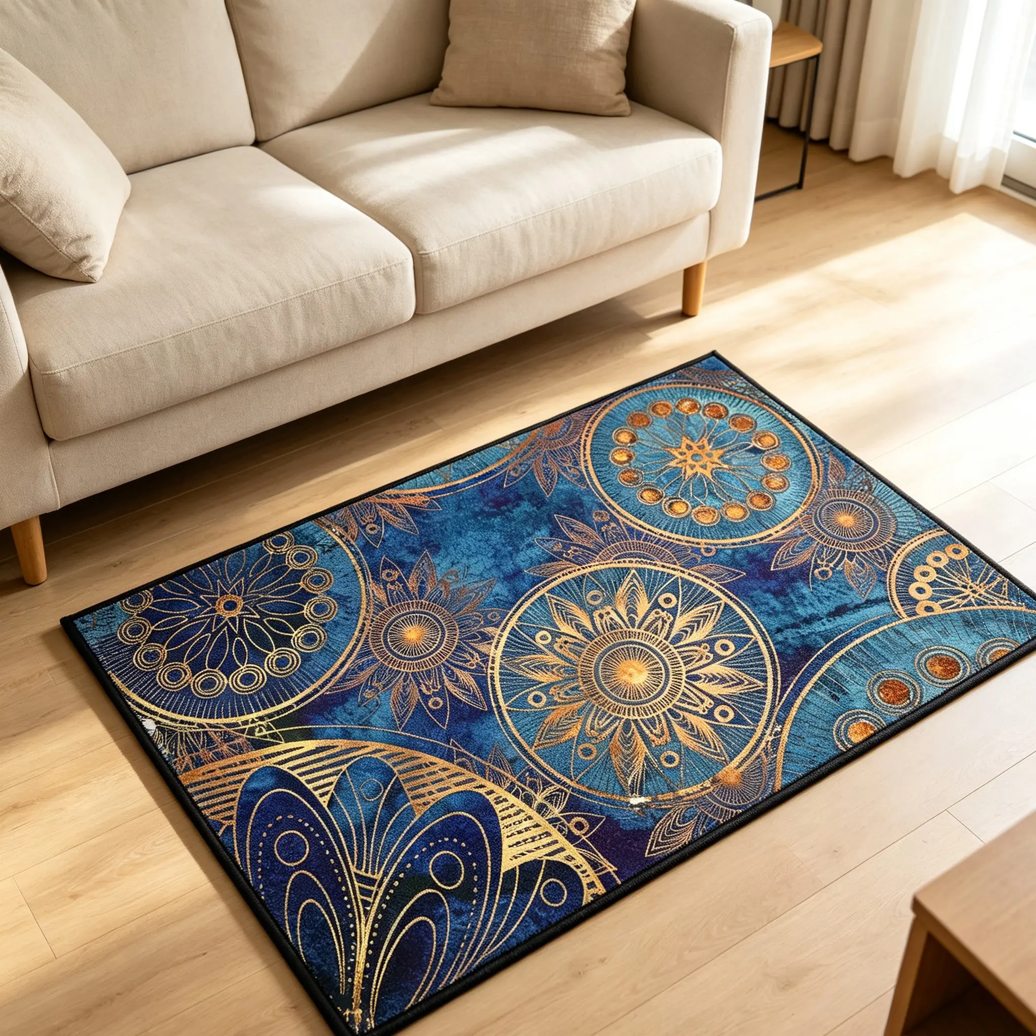 Mandala Flower Decorative Rug, Indoor Outdoor Door Mat, Non-Slip Washable Plush Carpet, High-Quality Luxury Room Rug, Easy Clean