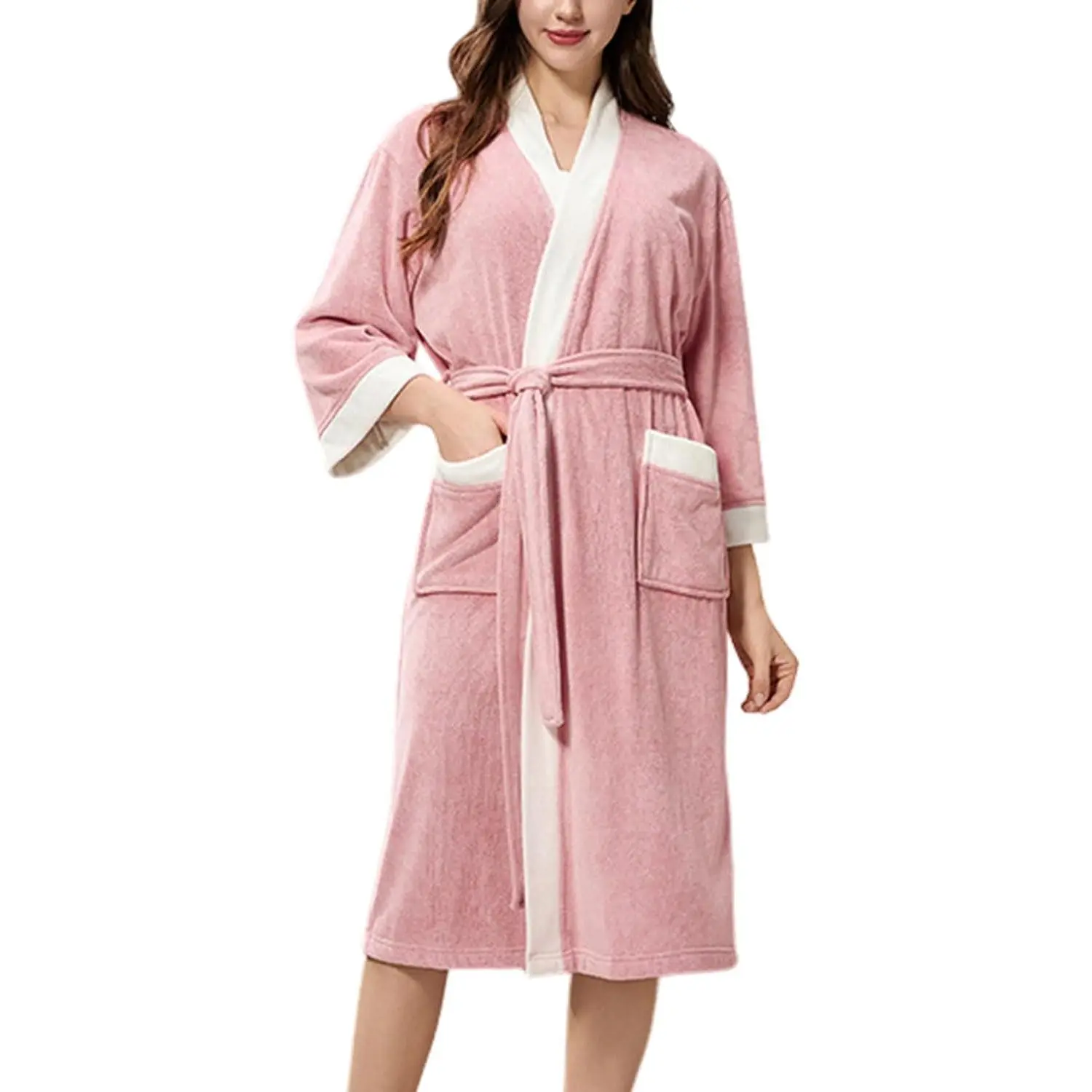 Yimoon Terry Cloth Robes Women Soft Absorbent Towel BathRobes| 3/4 Sleeve, Quick-Dry Spa Hotel Robes, Cozy Kimono Bath Robes