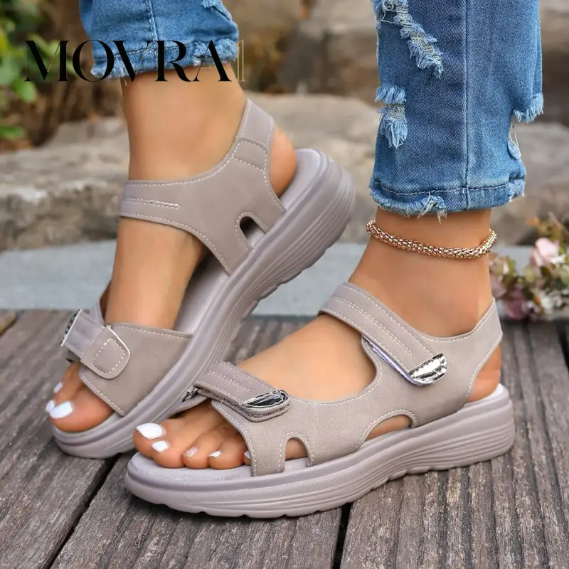 MOVRA1 Supportive Comfort Sandals Women Adjustable Velcro Strap Sandals| Easy On/Off Casual Sandals