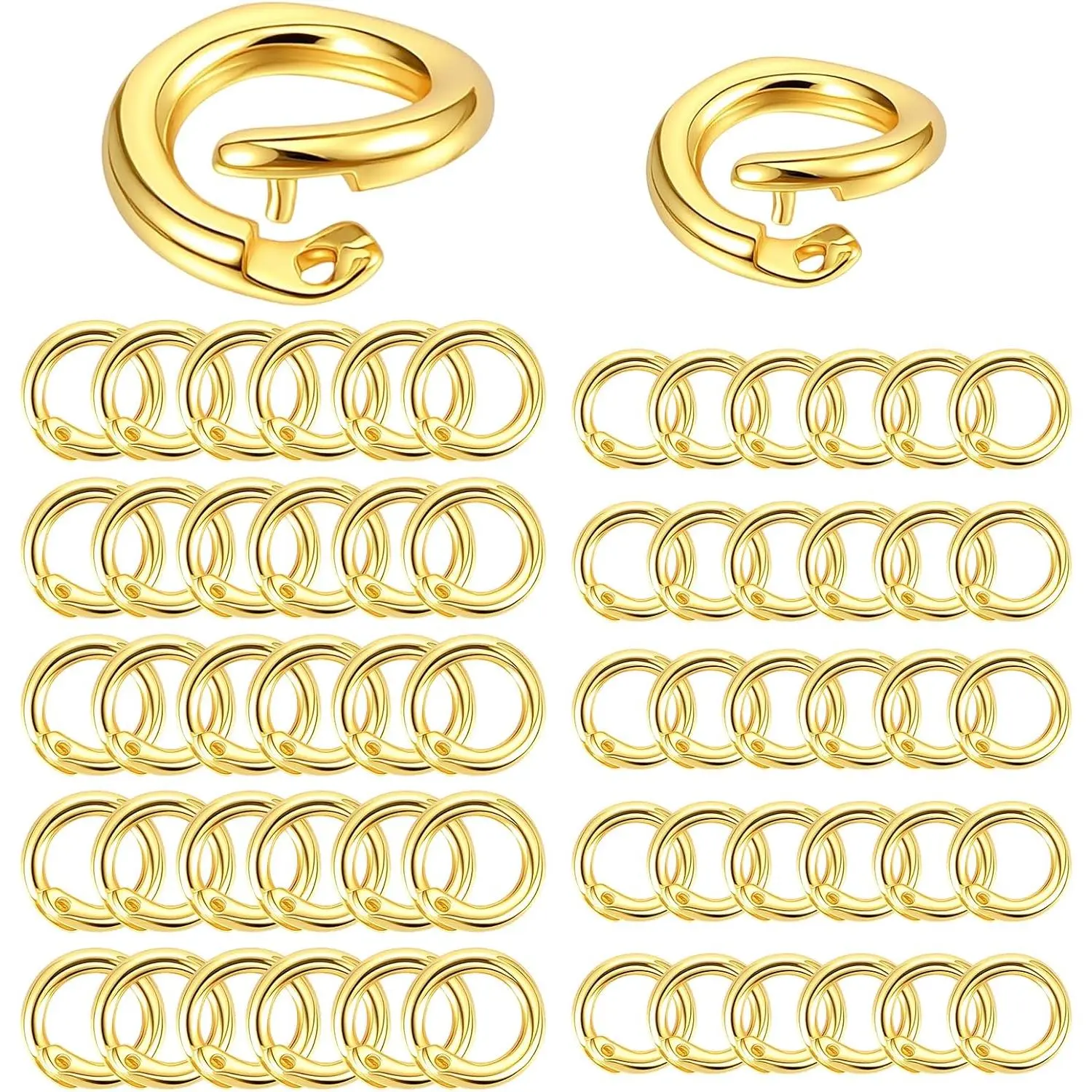 60 count 18K  Jump Rings for  Making- Heavy Duty Locking Jump Rings | Round Open Split O-Ring Connector Links for Key Chains Necklace Bracelet Earrings  Making DIY Crafts