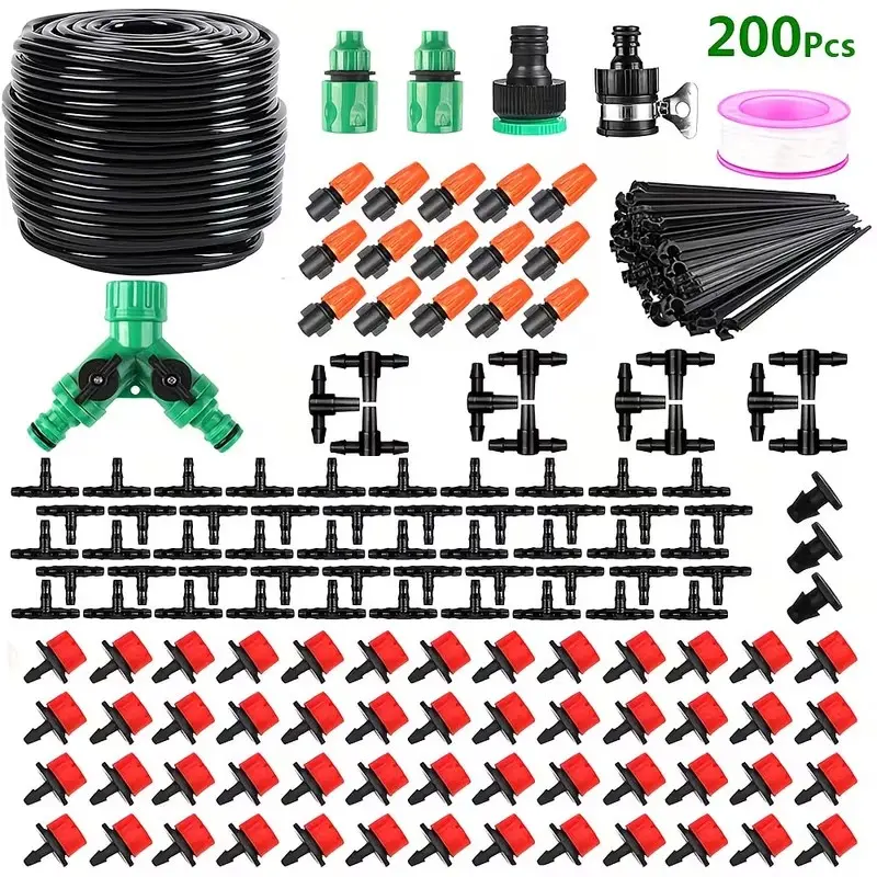 590.5-1968.5 inch irrigation system drip irrigation kit, Drip Hose for Garden, water-saving garden watering system, automatic drip irrigation kit, suitable for gardens, greenhouses, lawns and terraces.