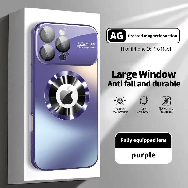 Fin Titanium Metallic Luxury Matte Case For iPhone 17 16 15 14 13 12 11 Pro Max Plus For Magsafe Glass Lens Camera Protection Cover