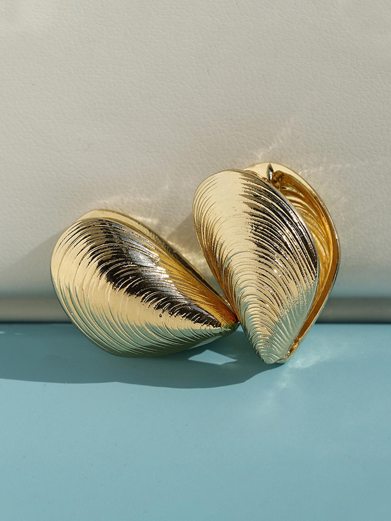 Vintage Creative Shell Design Hoop Earrings, Fashionable Jewelry for Women, Trendy All-match & Exquisite Jewelry for Birthday Gift, High quality earrings