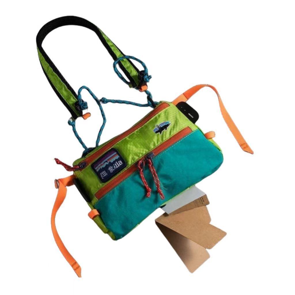 Color-Block Fishing Crossbody Bag Trendy Street Style Shoulder Bag Unisex Outdoor Waterproof Small Bag Multi-Functional Phone Bag