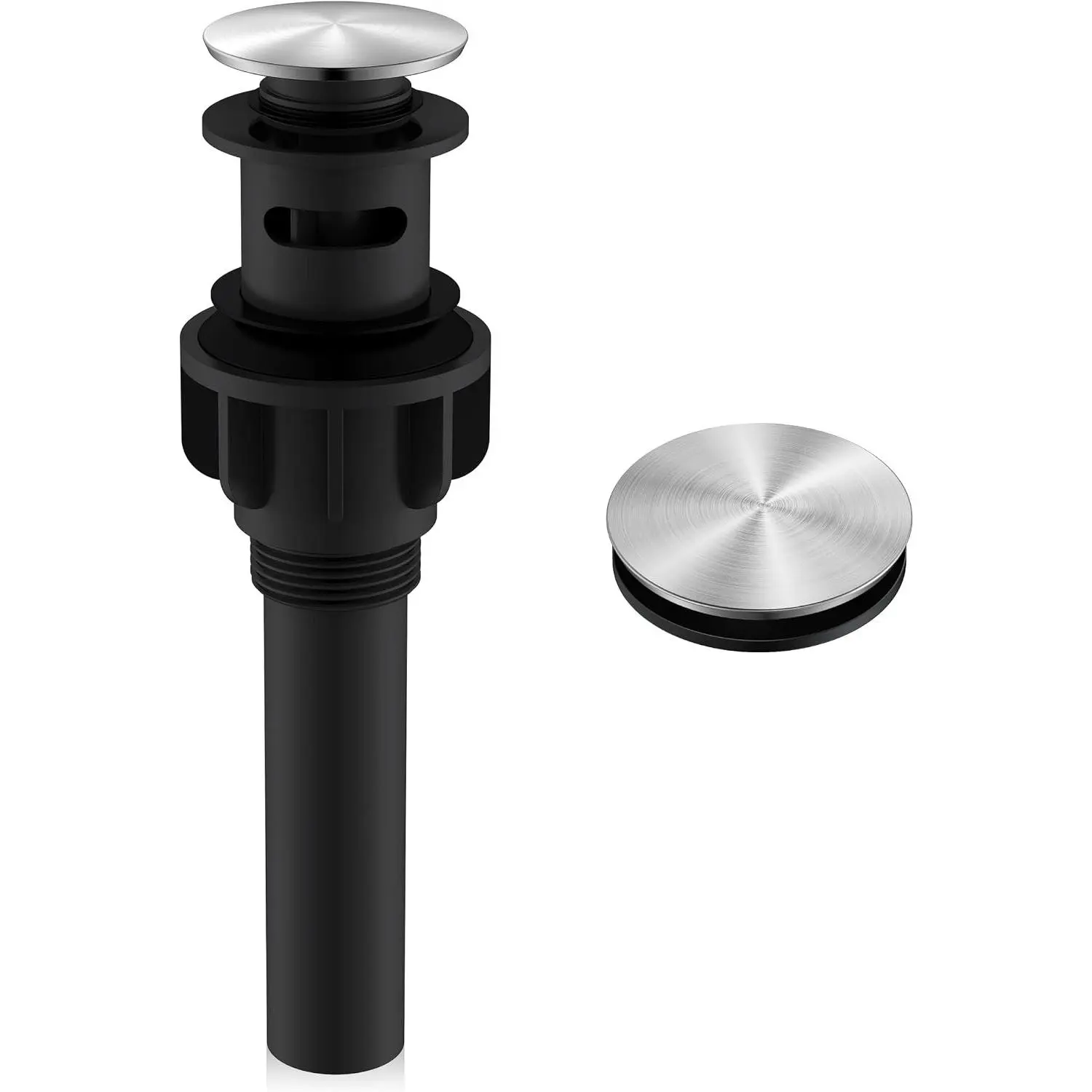 Bathroom Sink Drain Stopper Pop up Sink Drain with Overflow, Brushed Nickel Lavatory Bathroom  Sink Drain Assembly, -in Anti-Clogging Strainer