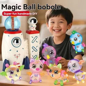 195-Piece Space Rocket DIY Balloon Set with Pump, DIY Sticky Balloon Maker Craft Kit, and Gift for Boys and Girls Ages 3 and Up; Magic Ball Bubble Ball Craft Creative DIY Inflatable Ball Machine, Educational Toy for Kids, Unisex Children's Birthday Gift
