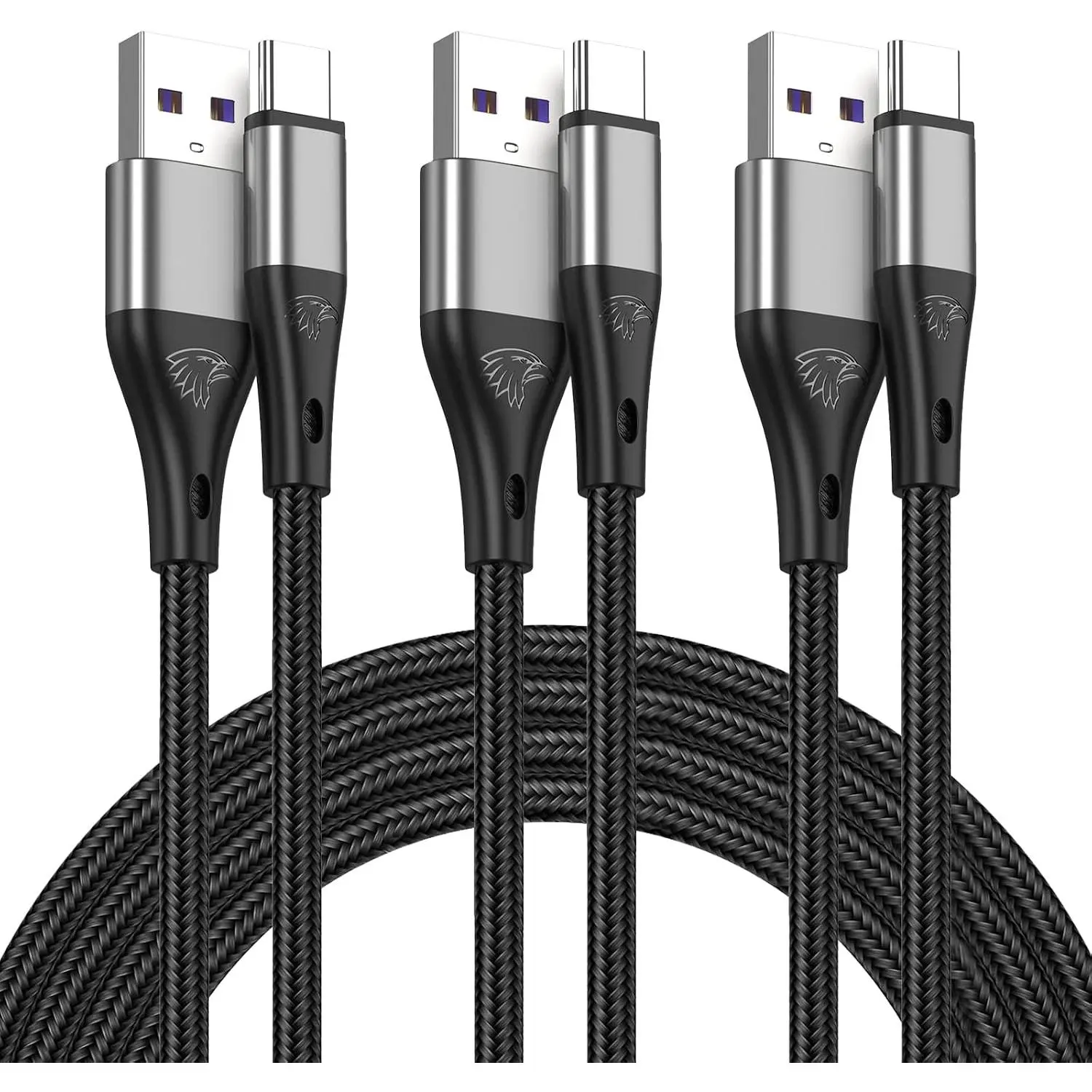 Extra Long USB A to USB C  3Pack 16Ft   3A Braided Cord | 480Mbps  data sync,Durable, for ,,office & travel,For ,Pixel, and  USB-C devices