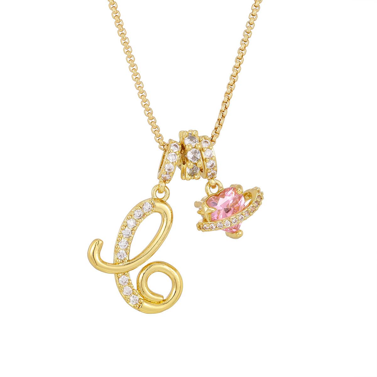 Initial Heart Necklace for Women | 18K  Plated | Pink Cubic Zircon Pendant with Diamond Inlaid Letter | Fashion Luxury Jewelry | Perfect Gift for Christmas, Birthdays, Anniversaries & All Holiday Occasions