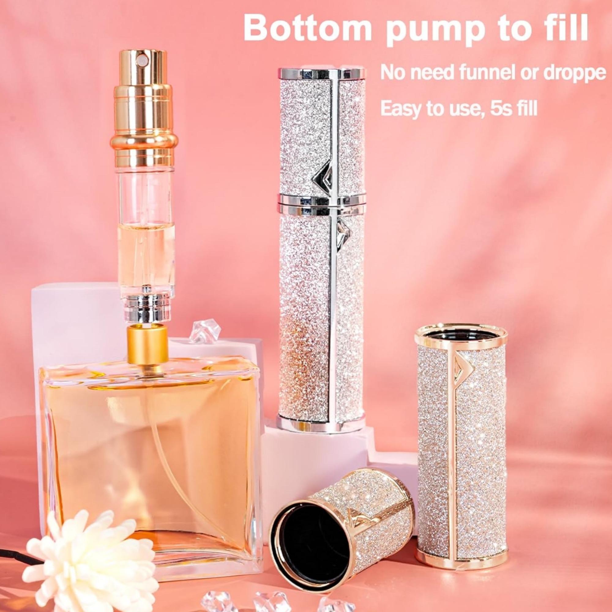 Pink Sparkling Travel Perfume Bottle, 1 Count Refillable Atomizer, Perfume Atomizer Bottle for Travel, Scent Sprayer Pump Fill Tool