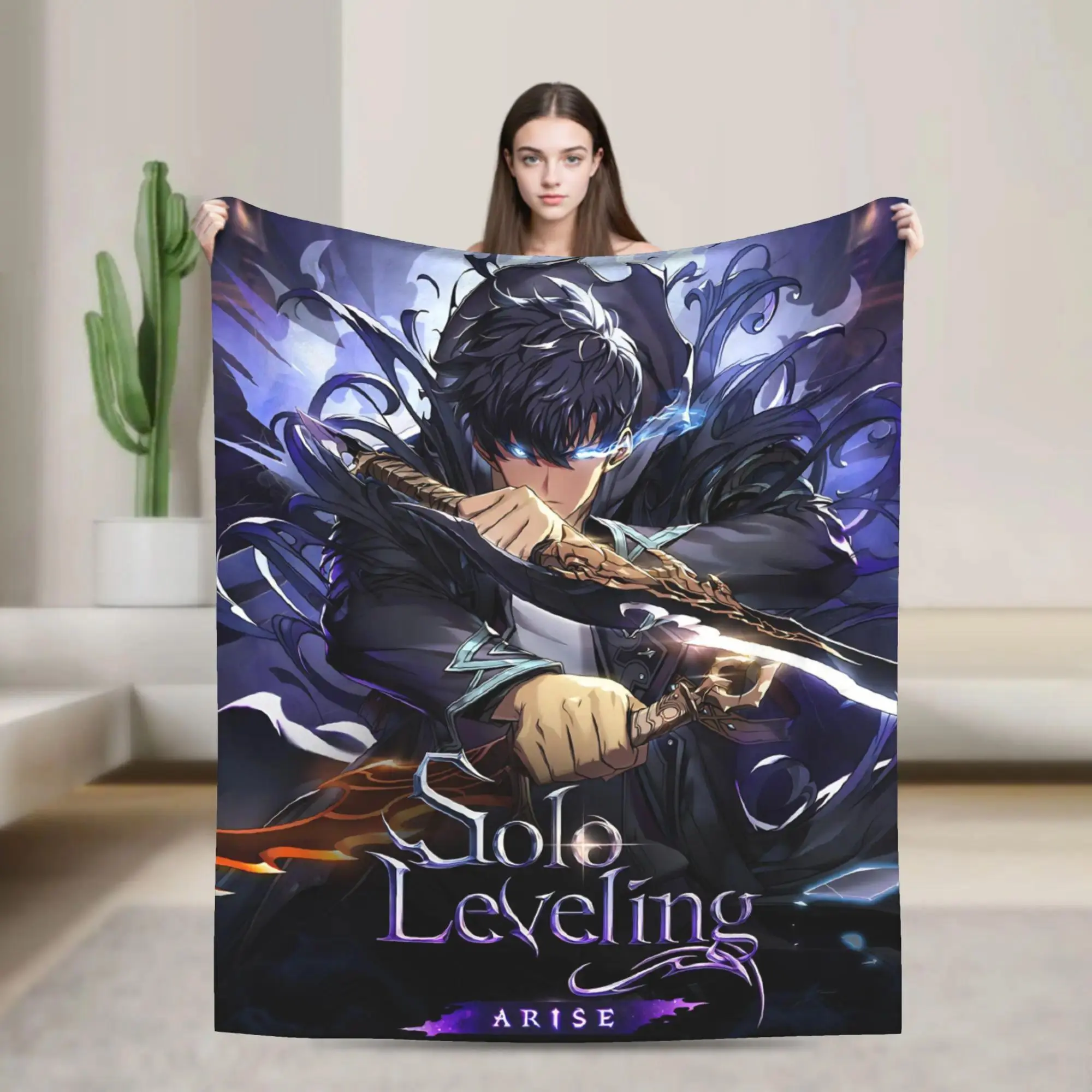 Vintage Solos Levelings Anime Coral Fleece Plush Throw Blanket  Blankets for Bed Bedroom Warm Plush Thin Quilt
