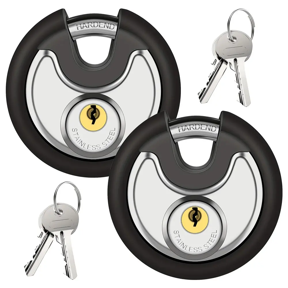 Upgrade Stainless Steel Round Padlock Set, 60mm Lock with Keys, Durable Weather-Resistant, Ideal for Storage Cabinets, Garages, Trailers