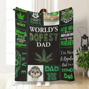 Gift for Dad Printed Blanket Four Seasons Available Flannel Blanket Suitable for Air Conditioning Sofa Blanket Office Home Decoration Travel Multi-purpose