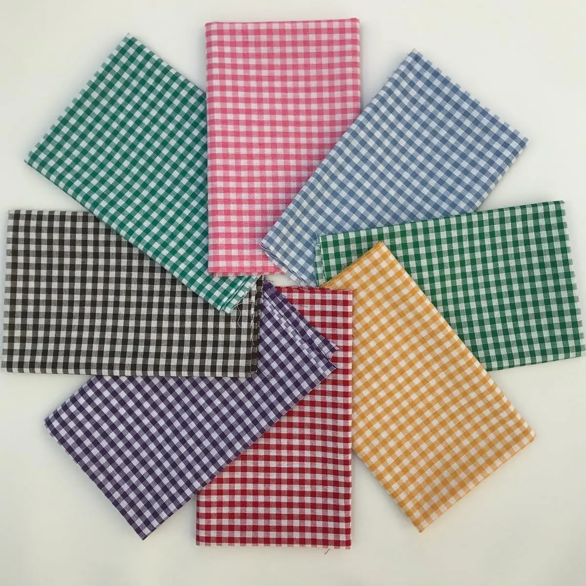 8 PCS 18x22 Inch Gingham Check Cotton Fat Quarter Fabric Precut 130GSM Homespun for Sewing Crafting Patchwork DIY Spring Easter ProjectGift