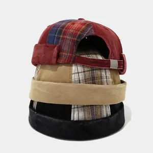 Plaid Patchwork Hat No Brim Vintage Washed Cotton Cap Checkered Pattern Mix Casual Fashion Outfits Ideas Traveling Hiking Camping Skateboarding Outdoors Headwear For Men Women Girls