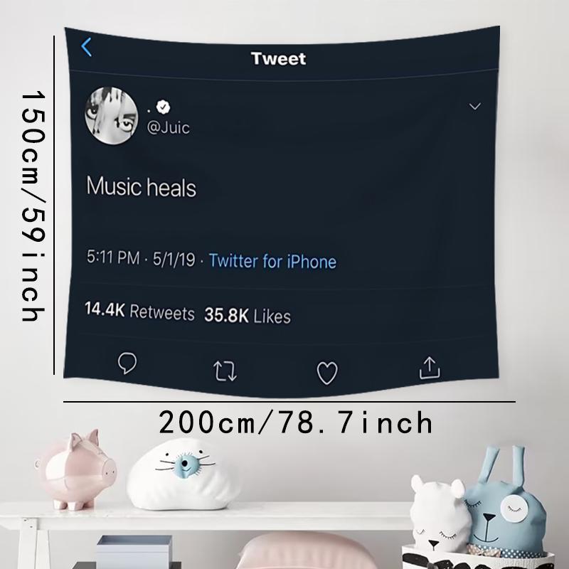 Music Heals Pattern Tapestry, Modern Music Themed Wall Hanging Decor, Wall Tapestry Art for Home Living Room Bedroom Coffee Shop Office Bar Music Room, Tapestry Wall Mural