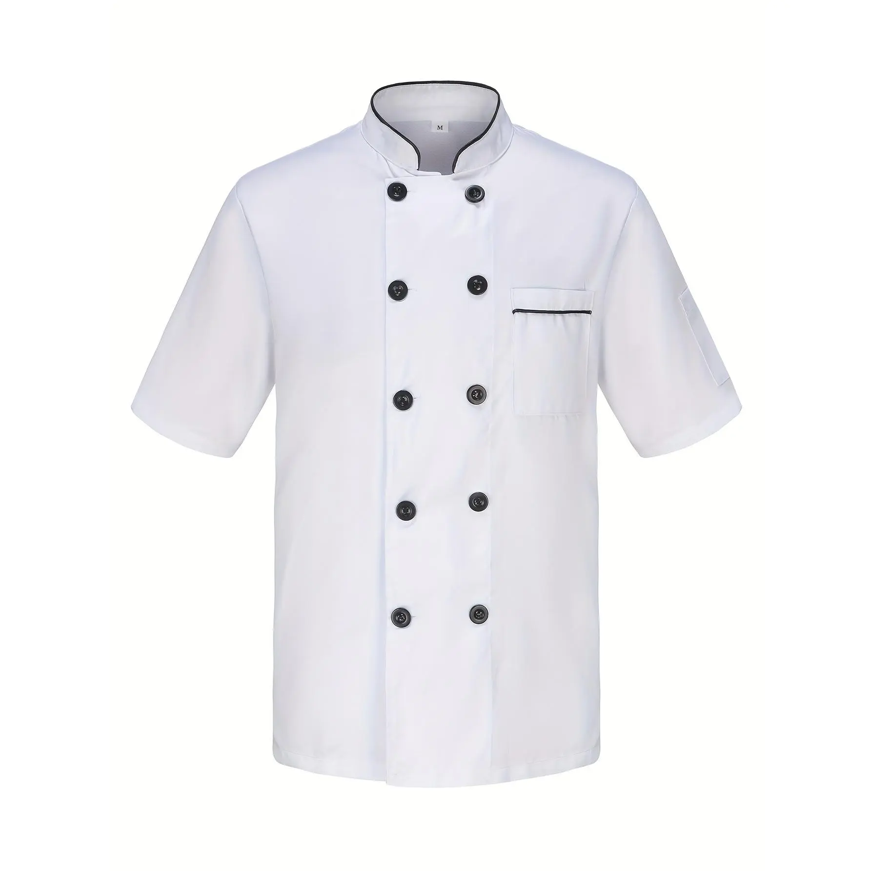 Chef Uniform Men'S Short Sleeve Stand Collar Double-Breasted Work Clothes Summer Thin Breathable Hotel Restaurant Kitchen Chef Suit Baking Cake Shop Staff Uniform Workwear