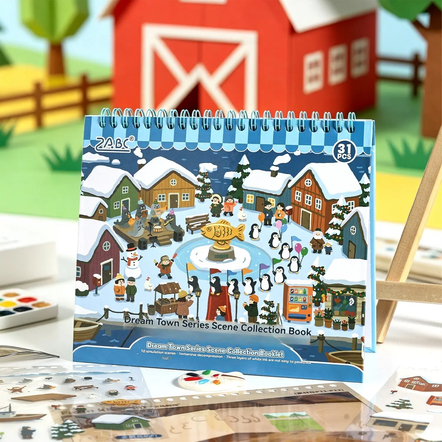 Immersive Miniature Scene Sticker Set, Includes Cover, 11 Scene Cards, 20 Sticker Pages, Perfect for Bullet Journals and Craft Projects