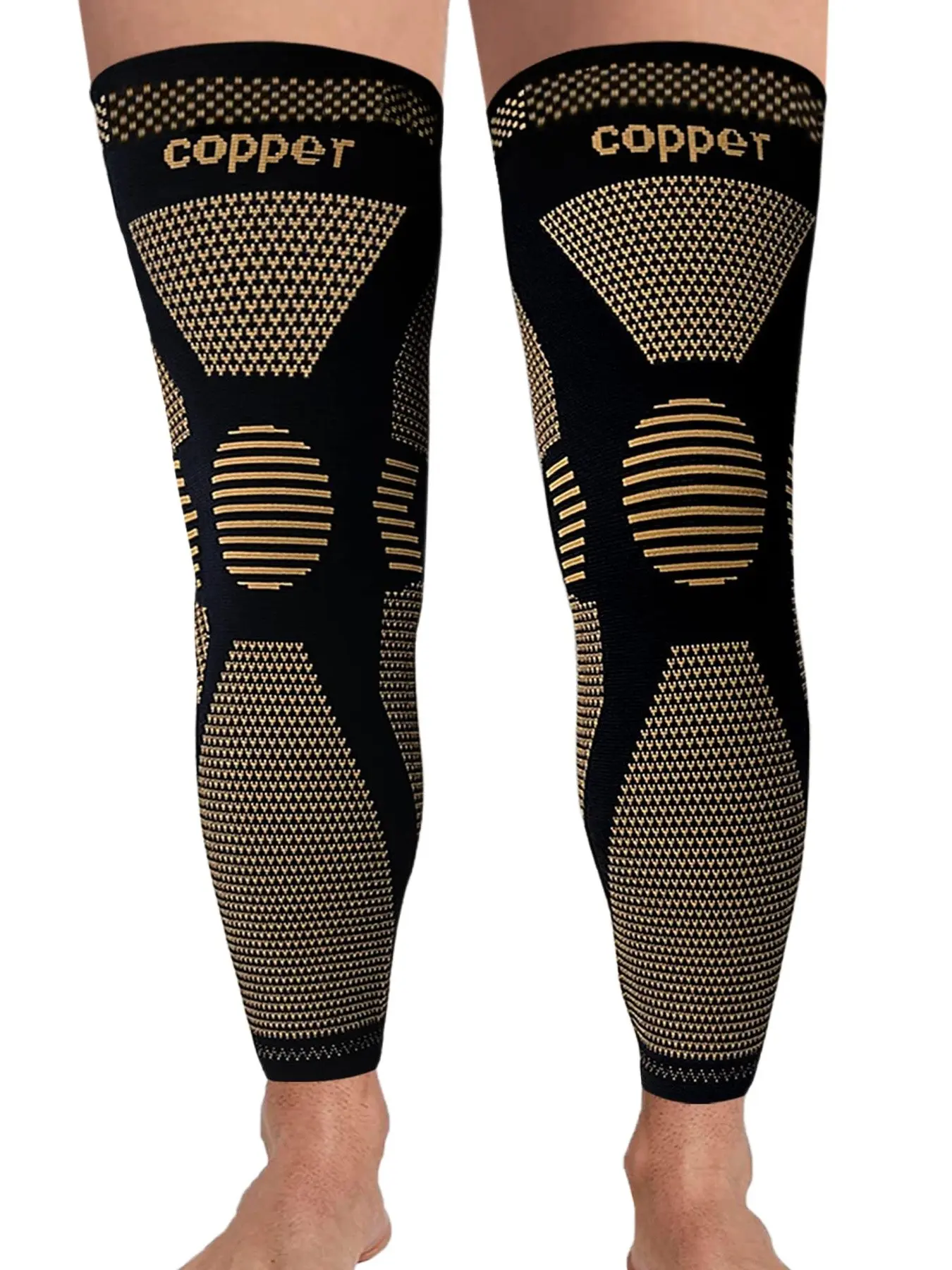 Unisex Copper Full Leg Sports Supporter, 20-30mmhg Pressure Relief, Anti-Slip Design, Pain Relief & Weight Training Aid