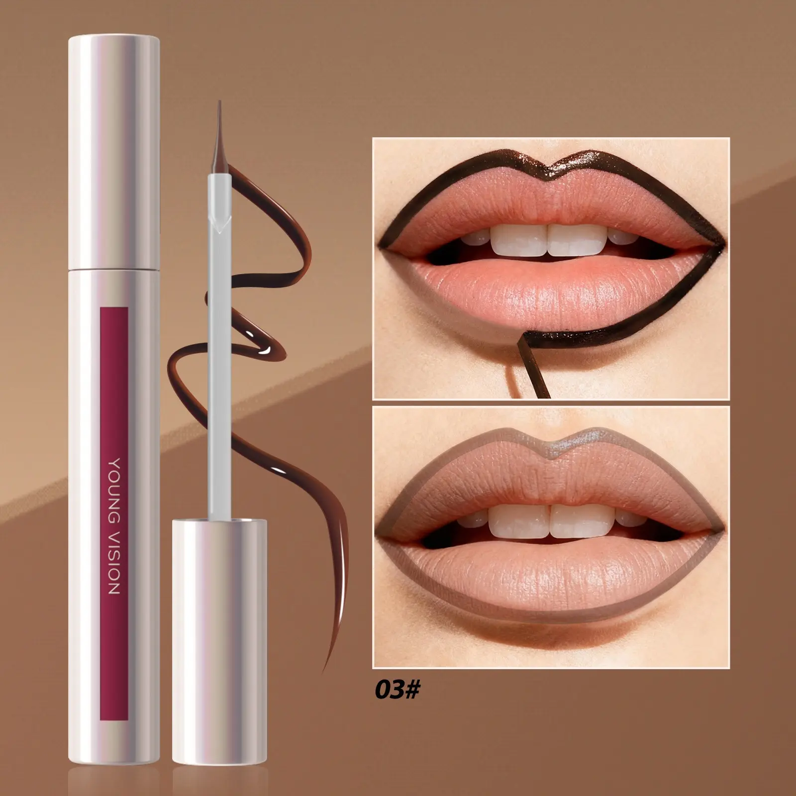 YOUNG VISION Transparent Soft Silicone Lip Liner, Matte Finish, Long-Lasting, Easy Application, Ideal for Daily Makeup, Non-Sticky Formula