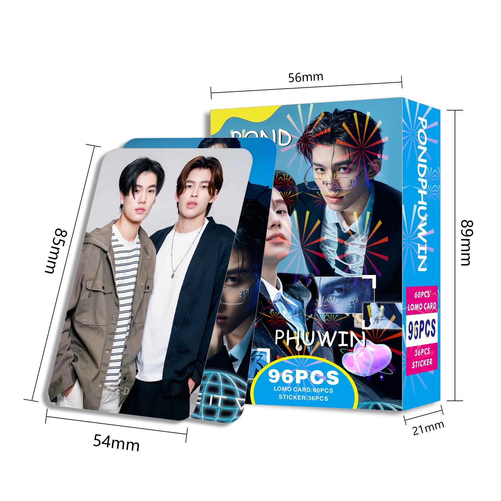 96 Pcs/Set Thailand Star PondPhuwin Laser Lomo Card Pond&Phuwin Characters  Photocard With Stickers Fans Collection cosplay gift